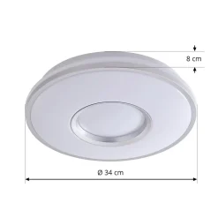 Lindby LED-loftlampe Furgo, sølv/hvid, plast, IP44
