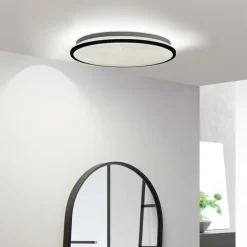 Lindby LED-loftlampe Glane, Ø 38 cm, sort/hvid, IP44
