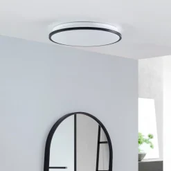 Lindby LED-loftlampe Glane, Ø 38 cm, sort/hvid, IP44
