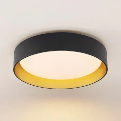 Lindby LED-loftlampe Gracjan, sort, metal, CCT, Ø45cm