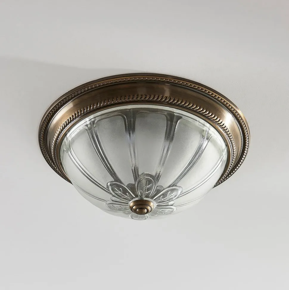 Lindby LED-loftlampe Henja, antik messing, Ø 32 cm, dæmpbar
