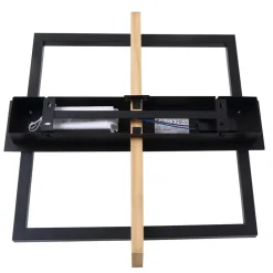 Lindby LED-loftlampe Holamu, 46 cm, sort, træ, metal