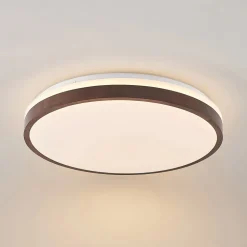 Lindby LED-loftlampe Hudsona, Ø 49 cm, træ, brun