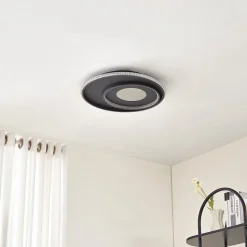 Lindby LED-loftlampe Inessa, Ø 51 cm, sort, CCT, dæmpbar
