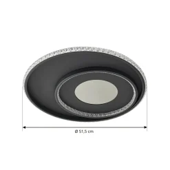 Lindby LED-loftlampe Inessa, Ø 51 cm, sort, CCT, dæmpbar
