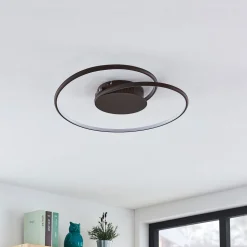 Lindby LED-loftlampe Joline, Ø 45 cm, rustbrun, metal
