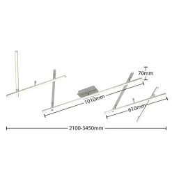 Lindby LED-loftlampe Kerem, 345 cm, nikkelfarvet, metal