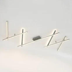 Lindby LED-loftlampe Kerem, 345 cm, nikkelfarvet, metal