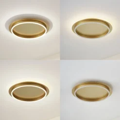 Lindby LED-loftlampe Kunis, guld, plast, Ø 46 cm