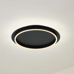 Lindby LED-loftlampe Kunis, sort, plast, Ø 46 cm