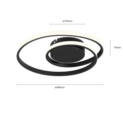 Lindby LED-loftlampe Kyron, sort, aluminium, dæmpbar, Ø45cm