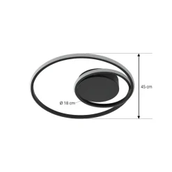 Lindby LED-loftlampe Kyron, sort, aluminium, dæmpbar, Ø45cm