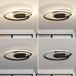 Lindby LED-loftlampe Kyron, sort, aluminium, dæmpbar, Ø45cm