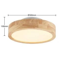 Lindby LED-loftlampe Lanira, Ø 30 cm, træ, fjernbetjening, CCT