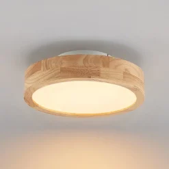 Lindby LED-loftlampe Lanira, Ø 30 cm, træ, fjernbetjening, CCT
