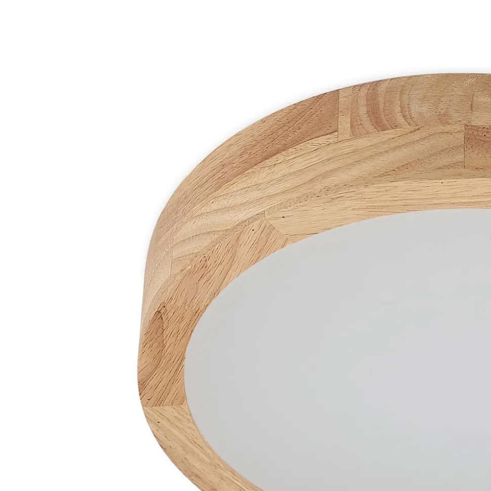 Lindby LED-loftlampe Lanira, Ø 30 cm, træ, fjernbetjening, CCT