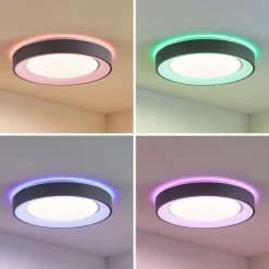 Lindby LED-loftlampe Lindum, RGB, CCT, fjernbetjening, dæmpbar