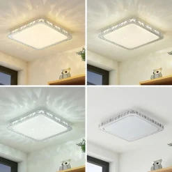 Lindby LED-loftlampe Lorand, krystaller, CCT, fjernbetjening