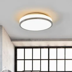 Lindby LED-loftlampe Lyss, Ø 28 cm, kromfarvet, IP44