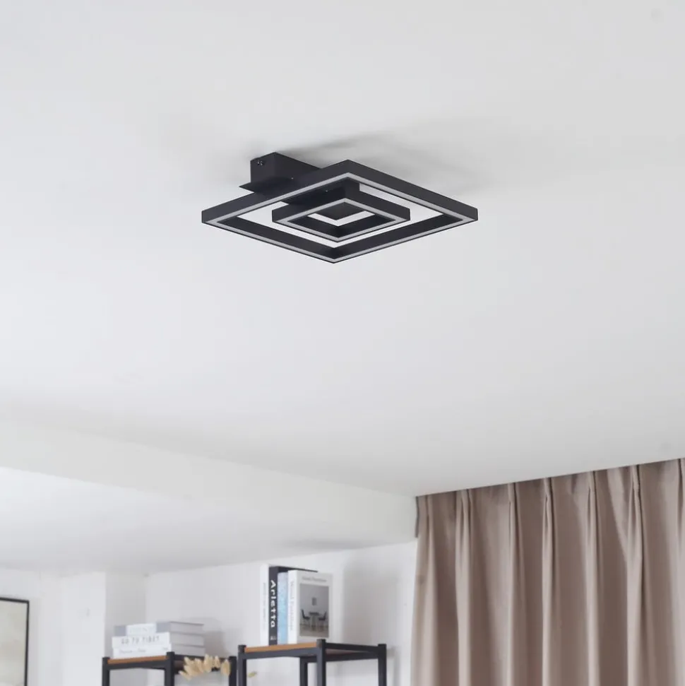 Lindby LED-loftlampe Madamo, sort, 30 cm, 3000K, aluminium