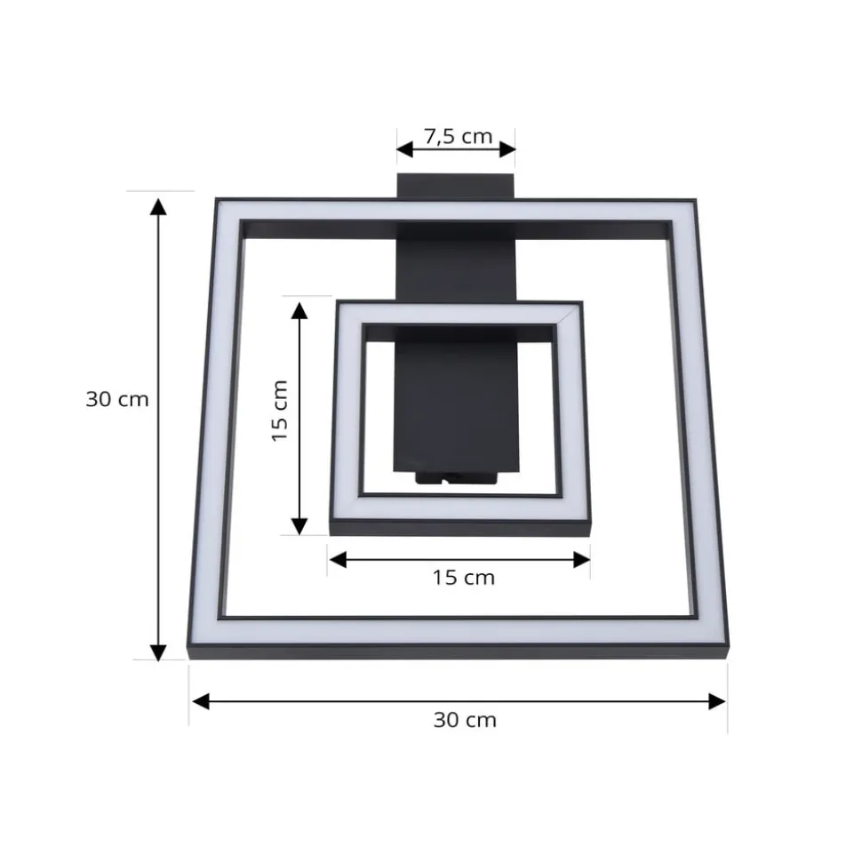Lindby LED-loftlampe Madamo, sort, 30 cm, 3000K, aluminium