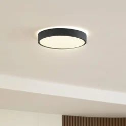 Lindby LED-loftlampe Manala, betongrå, RGB, CCT, fjernbetjening