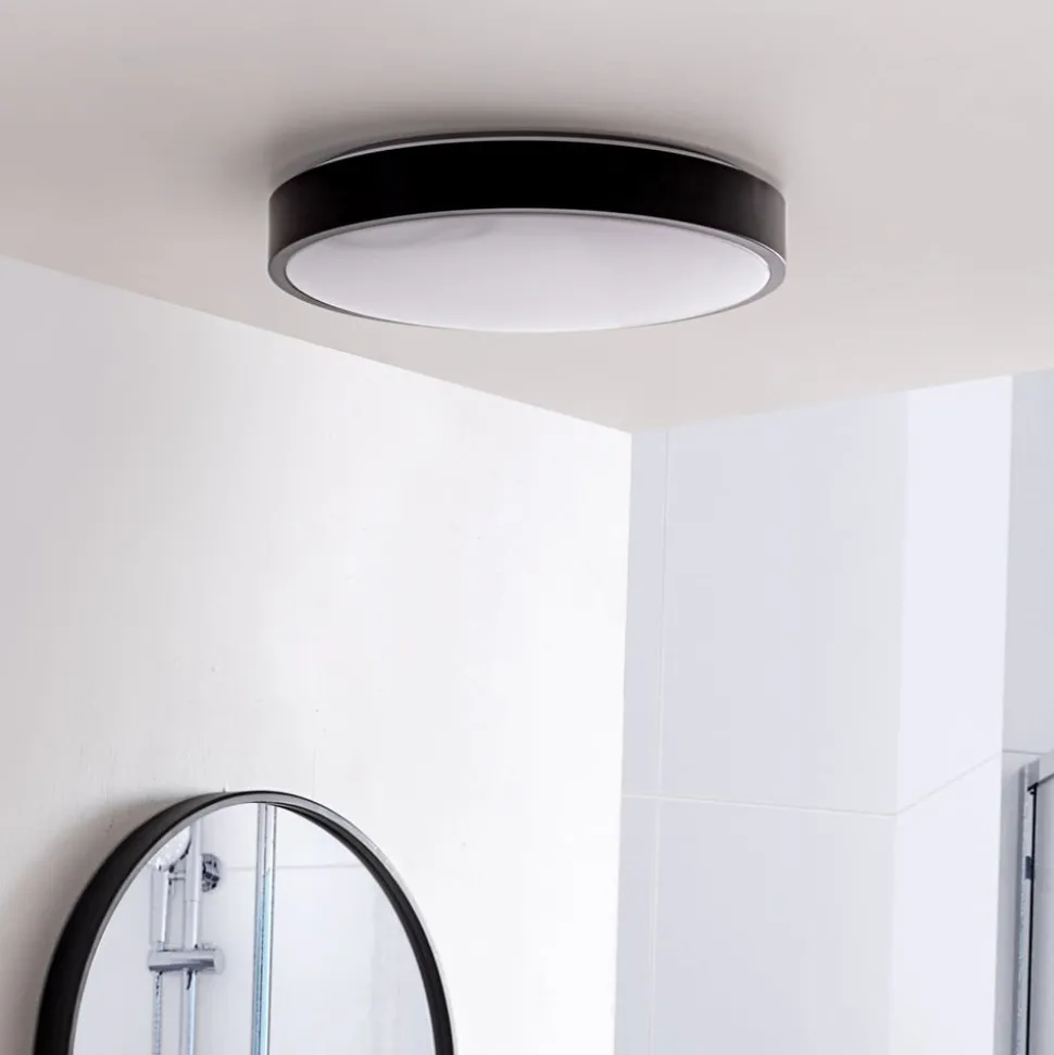Lindby LED-loftlampe Medon, Ø 38 cm, sort, IP44, metal