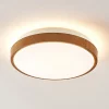 Lindby LED-loftlampe Mendosa, rund, lyst træ, Ø 29cm