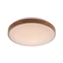 Lindby LED-loftlampe Mendosa, rund, lyst træ, Ø 29cm