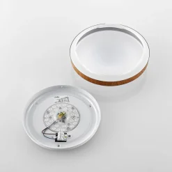 Lindby LED-loftlampe Mendosa, rund, lyst træ, Ø 29cm