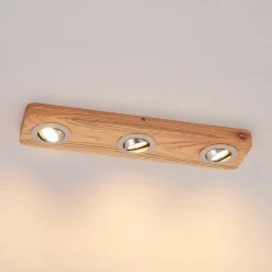 Lindby LED-loftlampe Mikari, 48 cm, træ, drejelig