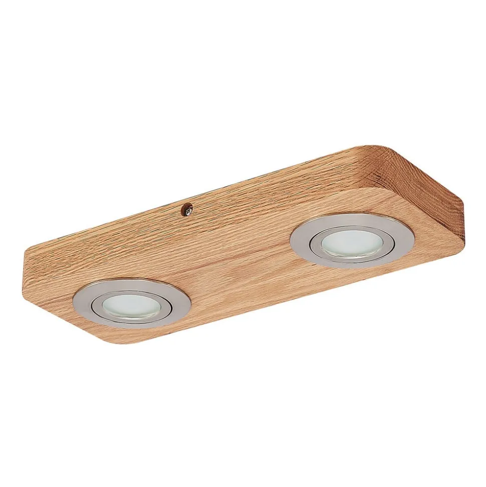Lindby LED-loftlampe Mikari, 30 cm, træ, drejelig