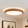 Lindby LED-loftlampe Mynte, Ø42cm, trælook, plast