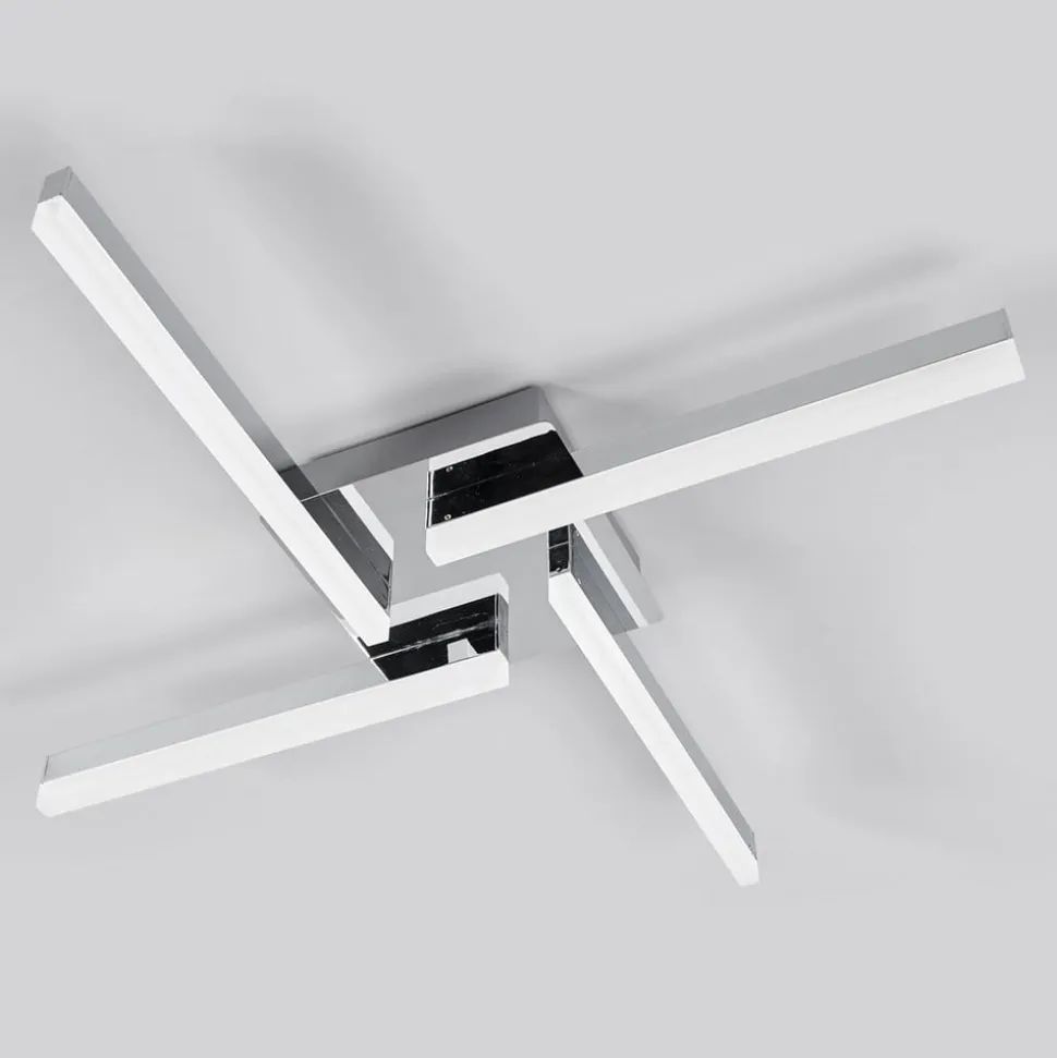 Lindby LED-loftlampe Patrik, 59 cm, 4 lyskilder, krom, IP44