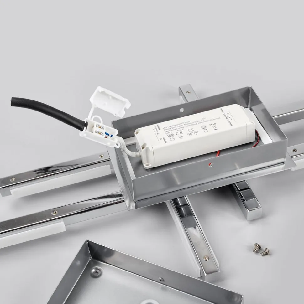 Lindby LED-loftlampe Patrik, 62 cm, 6 lyskilder, krom, IP44