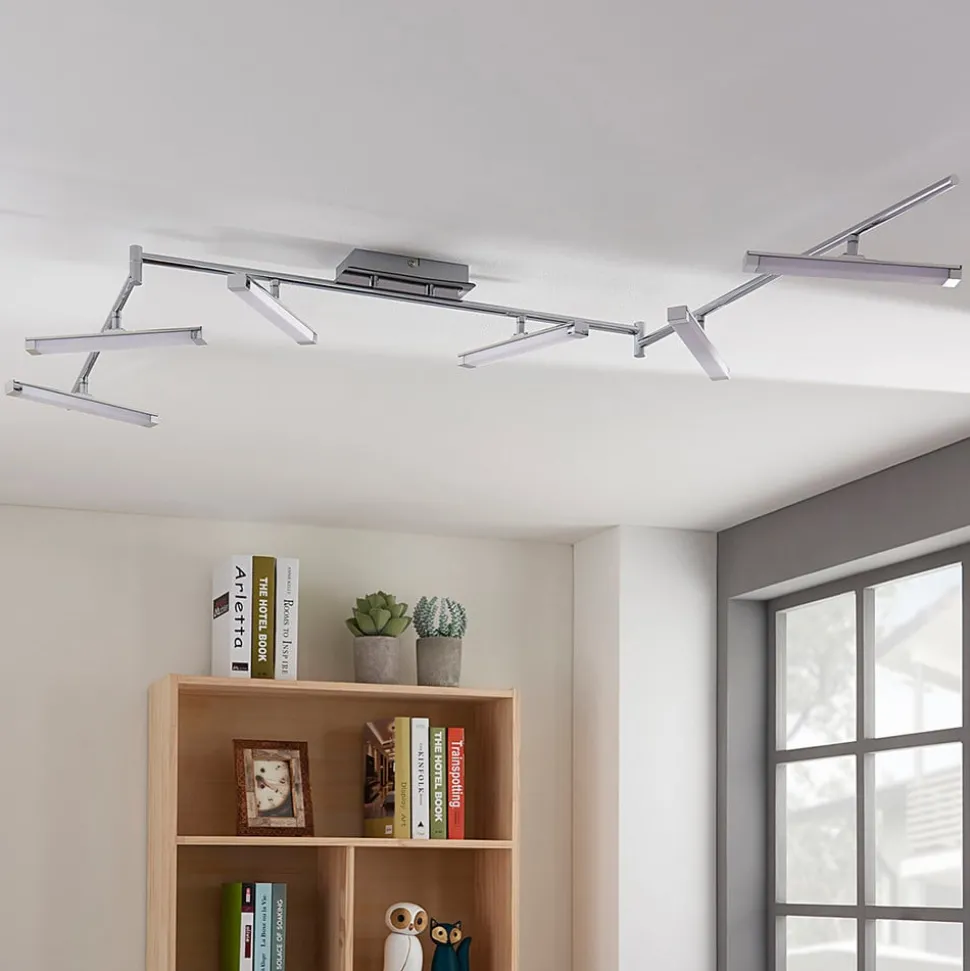 Lindby LED-loftlampe Pilou, 6 lyskilder, dæmpbar, krom