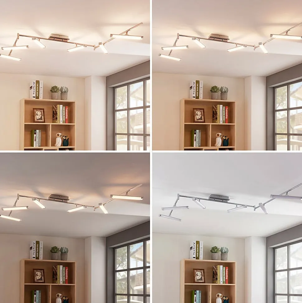 Lindby LED-loftlampe Pilou, 6 lyskilder, dæmpbar, krom