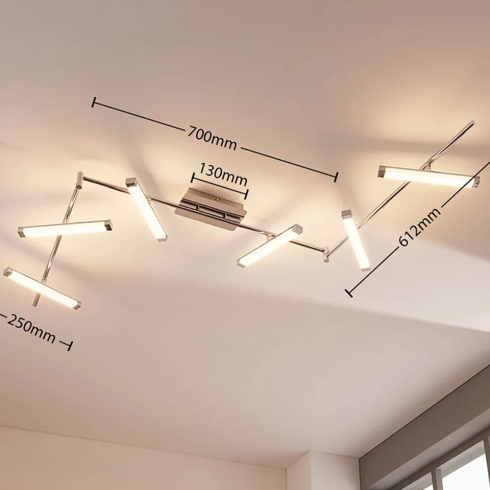 Lindby LED-loftlampe Pilou, 6 lyskilder, dæmpbar, krom