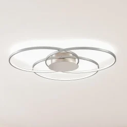 Lindby LED-loftlampe Riley, aluminiumsfarvet, metal, dæmpbar