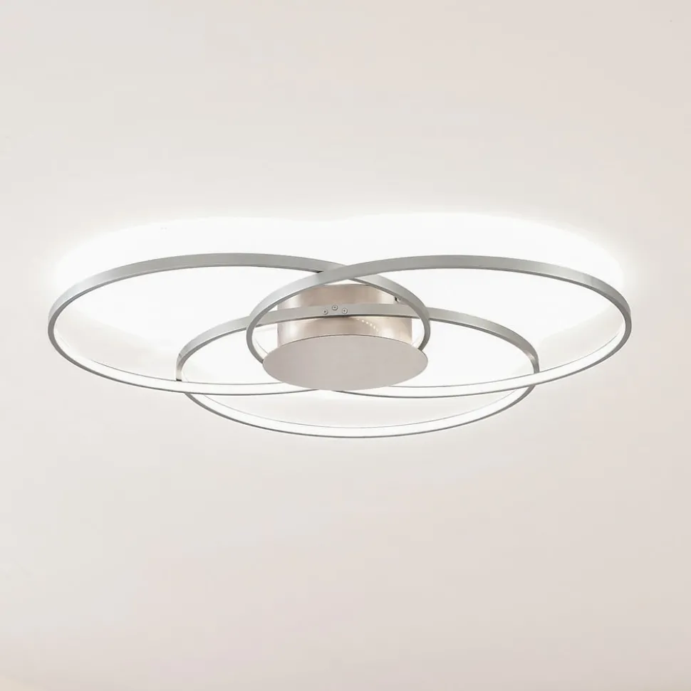 Lindby LED-loftlampe Riley, aluminiumsfarvet, metal, dæmpbar