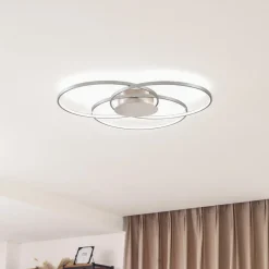 Lindby LED-loftlampe Riley, aluminiumsfarvet, metal, dæmpbar