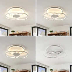 Lindby LED-loftlampe Riley, hvid, metal, 80 cm, dæmpbar