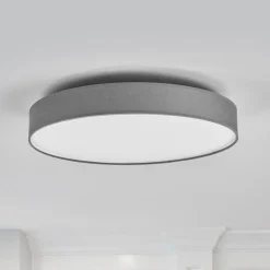 Lindby LED-loftlampe Saira, Ø 50 cm, grå, tekstil