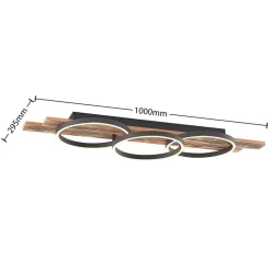 Lindby LED-loftlampe Sentoa, træ, 100 cm lang, 3.000 K
