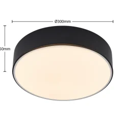 Lindby LED-loftlampe Simera, Ø 30 cm, sort, hvid