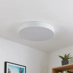 Lindby LED-loftlampe Simera, Ø 50 cm, hvid, metal