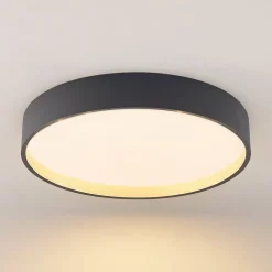Lindby LED-loftlampe Todor, 50 cm, antracit, CCT, træ