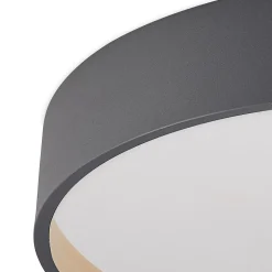 Lindby LED-loftlampe Todor, 50 cm, antracit, CCT, træ