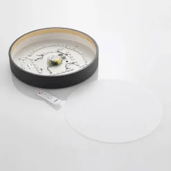 Lindby LED-loftlampe Todor, 50 cm, antracit, CCT, træ
