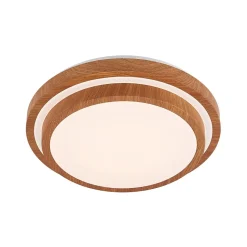 Lindby LED-loftlampe Vaako, Ø 41 cm, metal, trælook